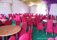 Hard Aluminum Skeleton Wedding Reception Tents Purple And White Lining Designed