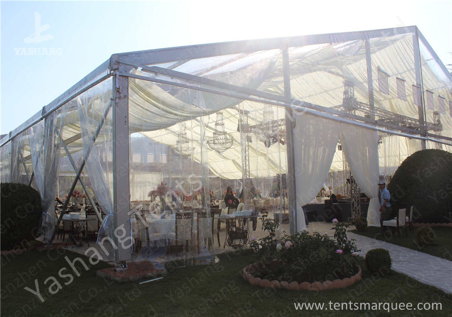 Clear Top / Wall PVC Fabric Cover Outdoor Luxury Wedding Tents With White Linings